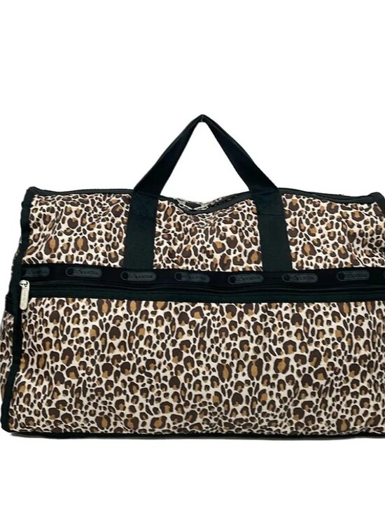 Lesportsac Handbags - LESPORTSAC White Black Multi Respo Nylon Boston Bag